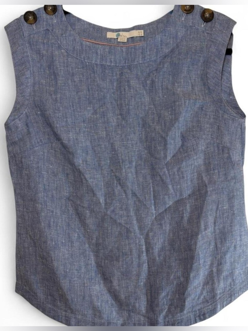 Boden Blue Chambray 100% Linen Sleeveless Top